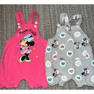 Disney baby Minnie Mouse Romper overall shorts lot. Size 18months.